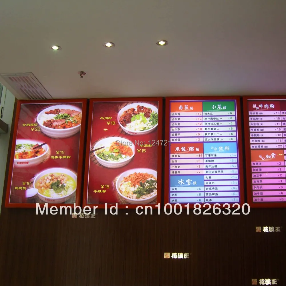 

LED high brightness slim advertising a2 light box for restaurant, fast food restaurant menu board