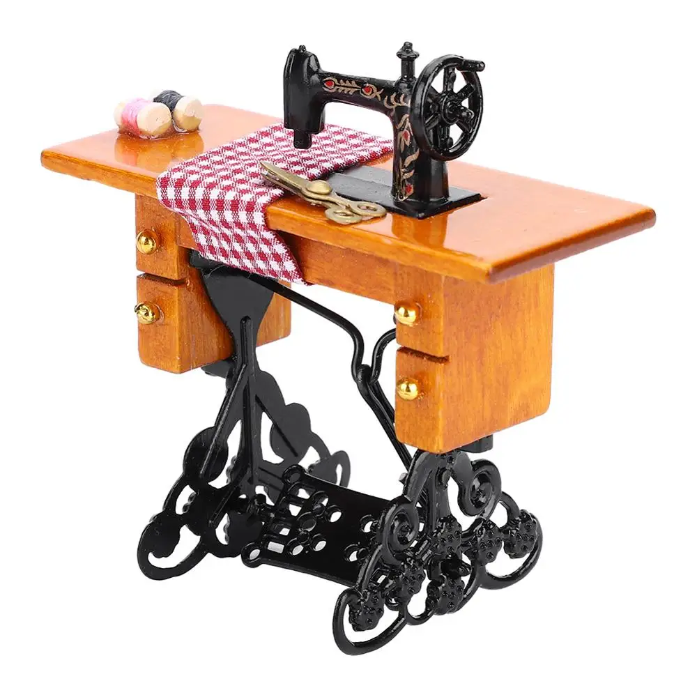 1:12 миниатюрная мебель для кукольного домика деревянная швейная машина детей