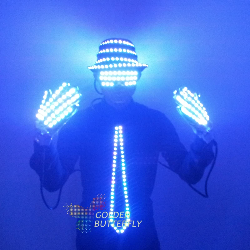 Светодиодная одежда светящаяся шляпа модные перчатки светящиеся мужские