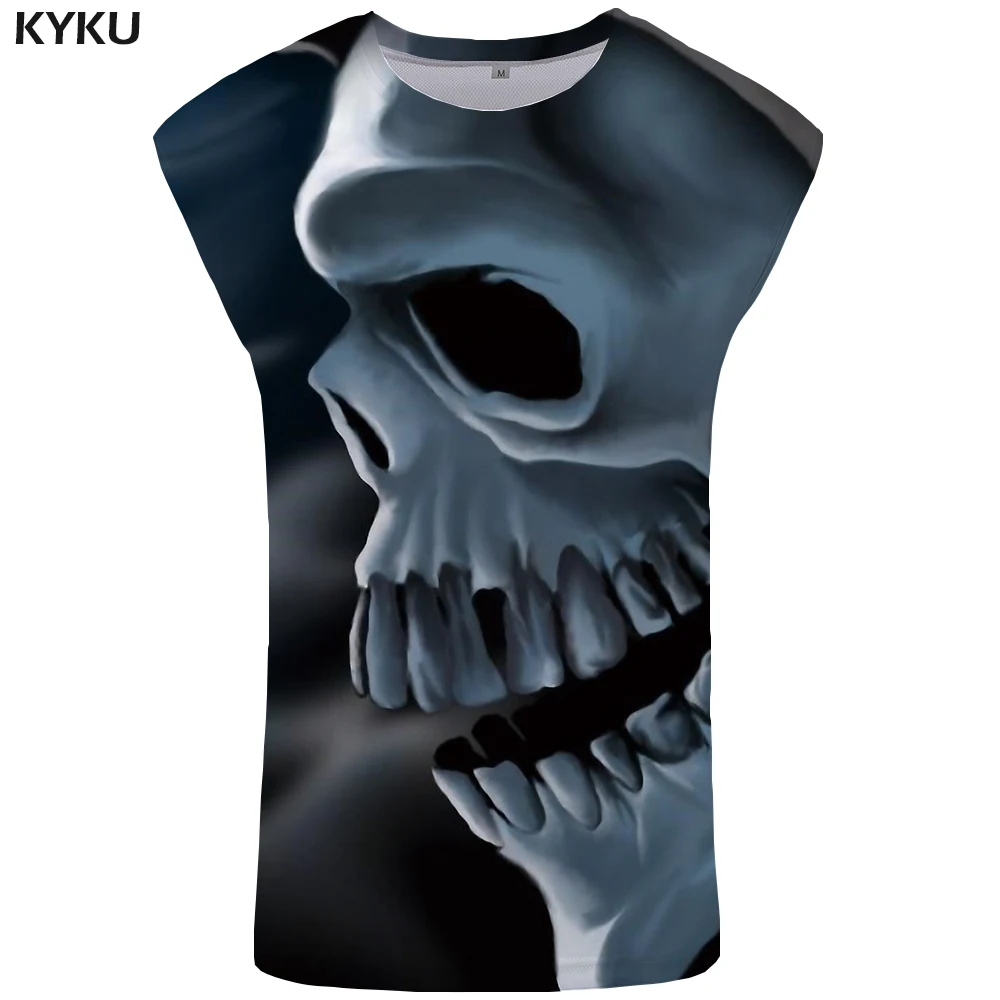 KYKU череп на бак Топ для мужчин черный Ftness одежда дьявол Tanktop 3D мужчин s Бодибилдинг майка без рукавов рубашка человек Аниме
