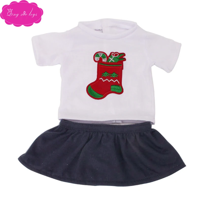 43 см одежда для маленьких кукол рождественские красные носки девочек футболка