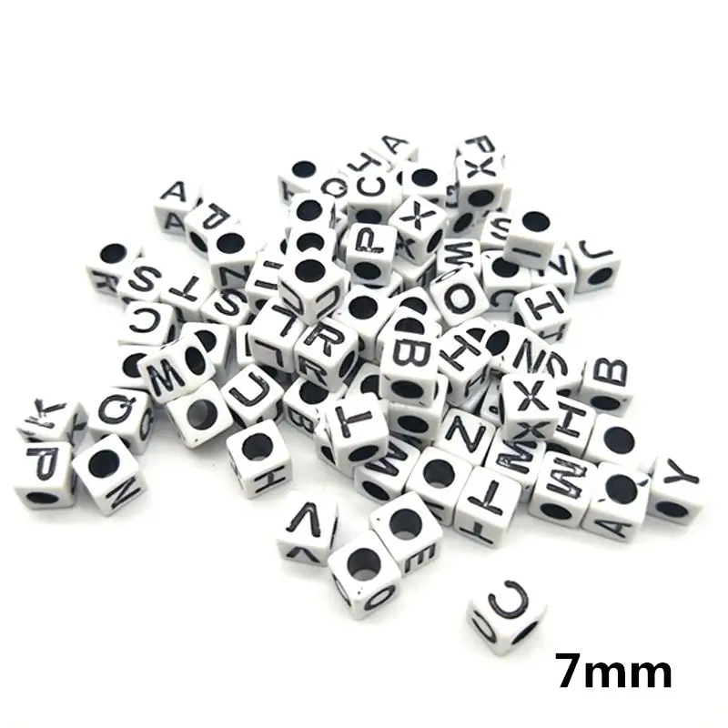 7mm 100pcs 5/7 мм ручной работы, круглая, квадратная, цветной Английский алфавит буквы, данные в хаотичном/алфавитном порядке акриловые бусины для самостоятельного изготовления браслетов Цепочки и ожерелья случайный письмо подарок - Цвет: 7mm 100pcs