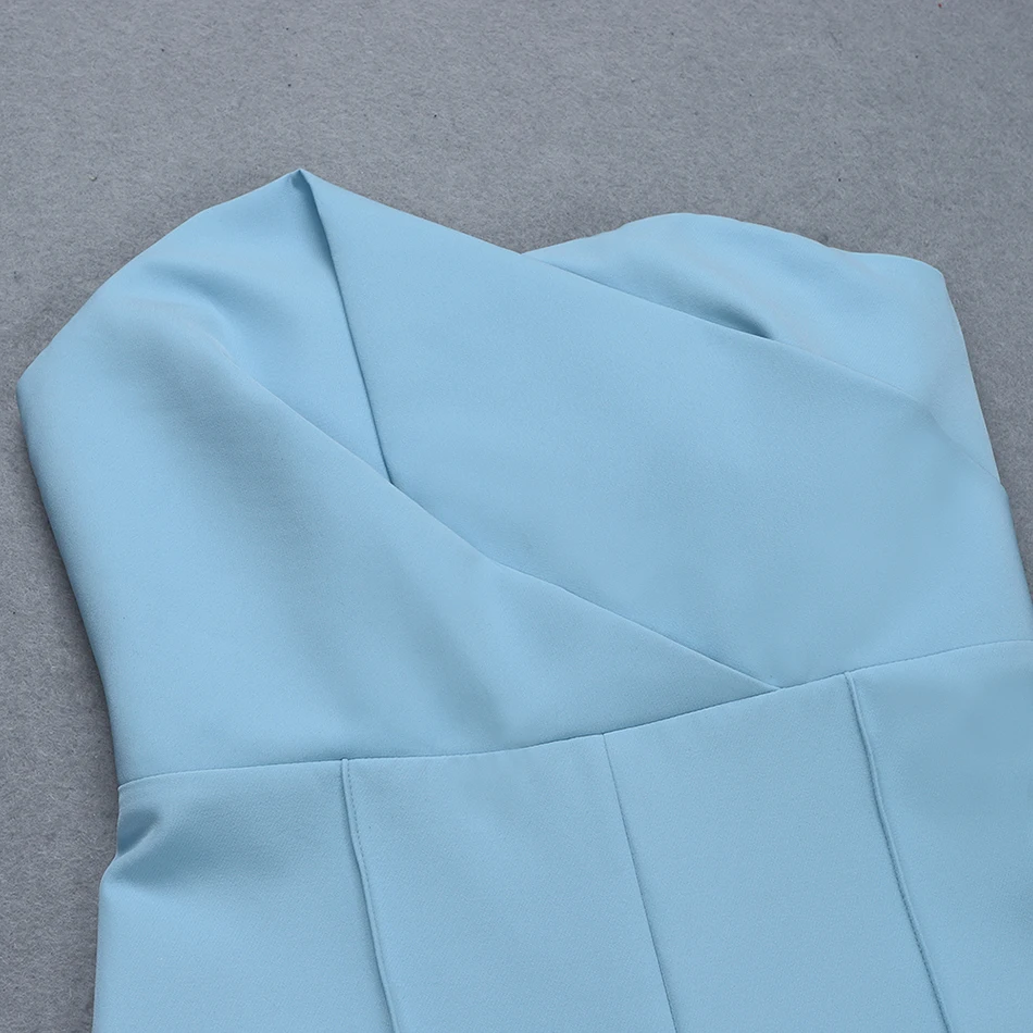 Женский Облегающий комбинезон Liser голубой без бретелек с поясом для клубов и