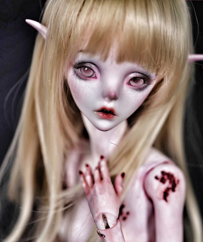 1/4 scale nude BJD Horror elf Death girl with 2 head Joint doll Resin figure model toy gift not include clothes shoes wig D2297 | Игрушки и
