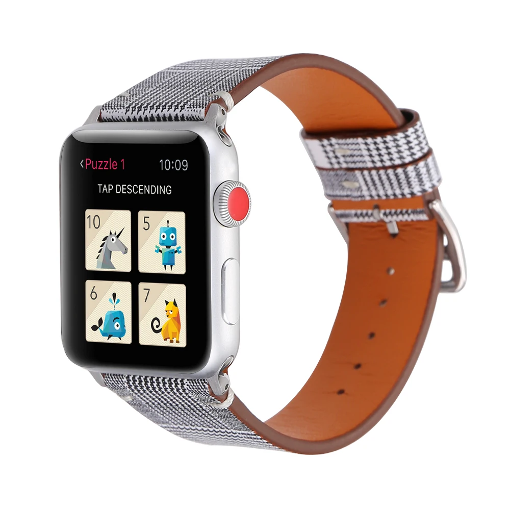 Кожаный ремешок Houndstooth для apple watch сменный Браслет из мягкой кожи Apple iwatch 44/42/40/38