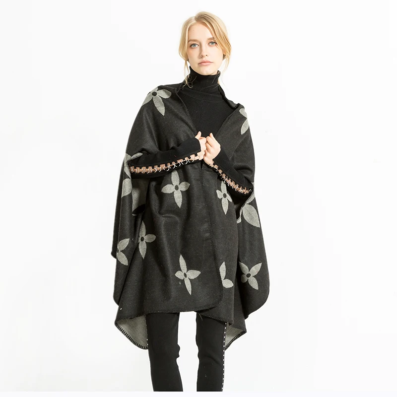 Зимние шали палантин пончо осенняя мода четырехлистный клевер Рождественская