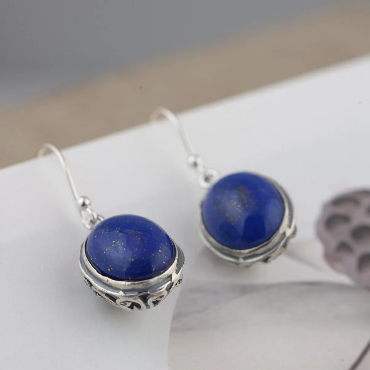 

Серьги оптом из чистого серебра S925 инкрустация ажурные серьги подарок без оптимизации модели женщина Лазурит