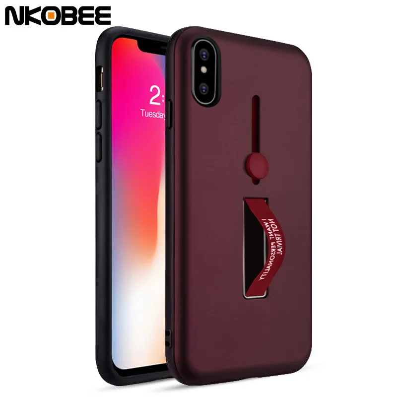 NKOBEE Phone Case For iPhone X Cover With Finger Ring Holder Hard PC Apple 10 Stand |