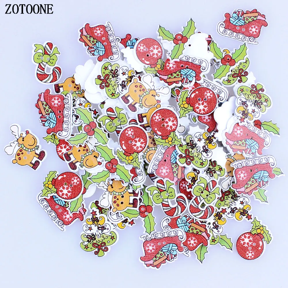 ZOTOONE 50 шт., Смешанная Рождественская швейная деревянная пуговица, детский подарок, кнопки для рукоделия, Рождественский Декор, сделай сам, пуговицы для скрапбукинга