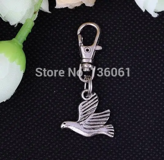 Винтажные серебряные розы пистолет сердце кролик мир голубь Сова замок брелок