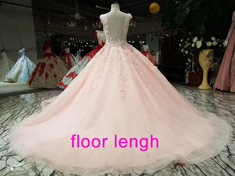 floor lengh LS2987 розового бальное платье вечернее платье с цветами колпачок рукав о-шея конфеты цвет девушки платье для вечеринки с поездом как фотографии - Цвет: floor lengh