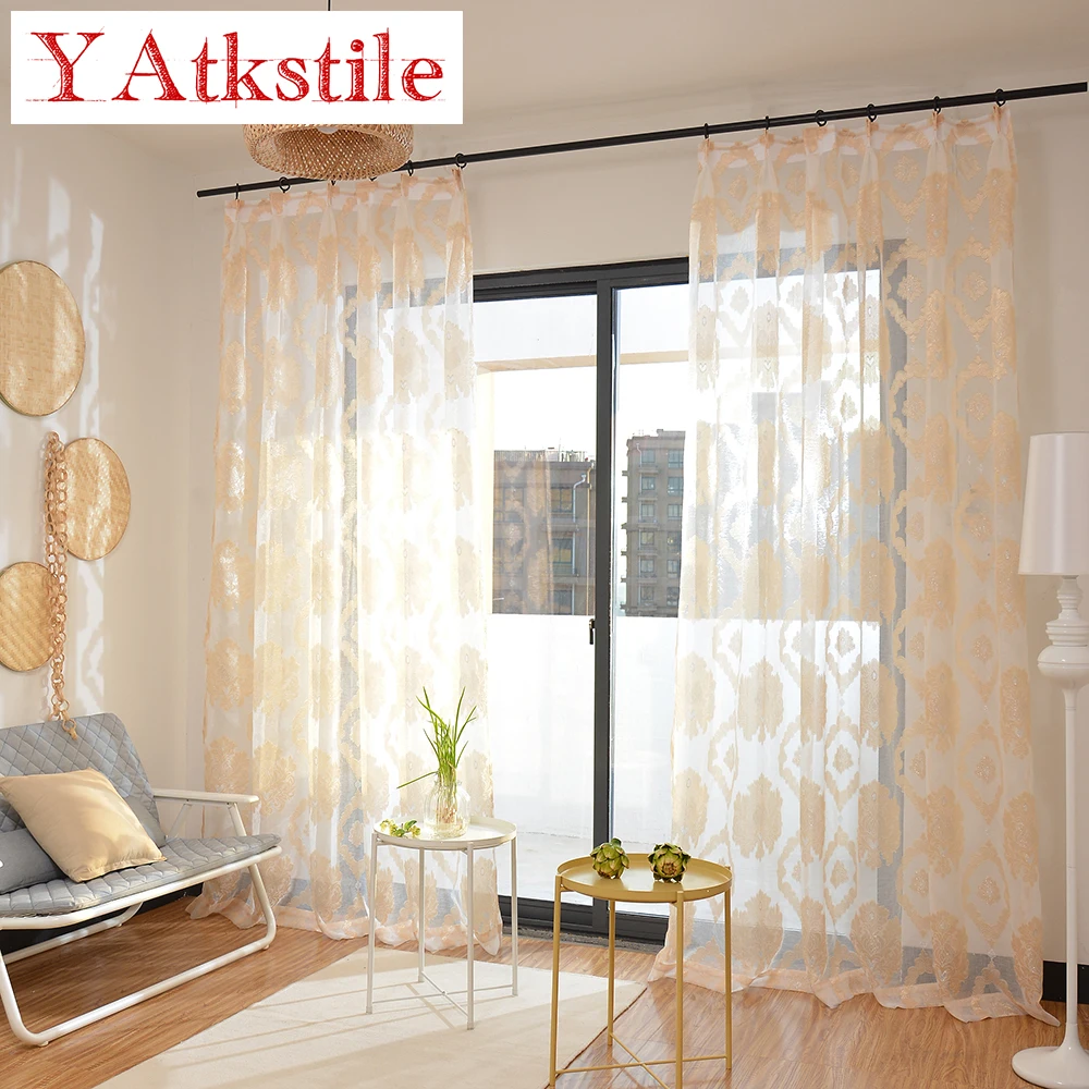 YAtkstile European style jacquard cut flower yarn tulle for bedroom living room study balcony transparent gauze shade | Дом и сад