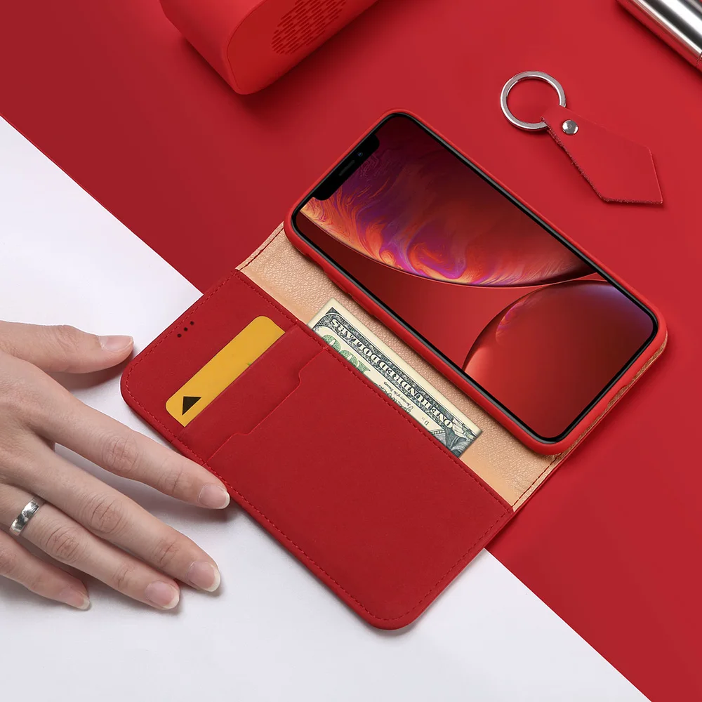 DUX DUCIS Чехол-бумажник из натуральной кожи для iPhone XR роскошный Винтажный чехол с