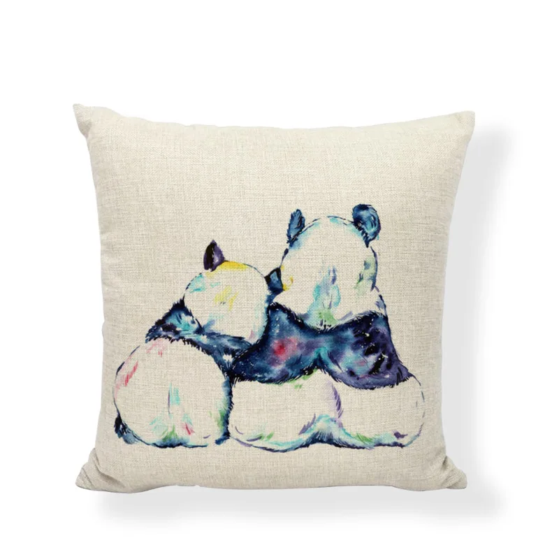Creative Watercolor Animal Decoration Cushion Cover Squirrel Sloth Deer Panda Pillowcover Home Sofa Chair Decorative Pillowcase | Дом и сад