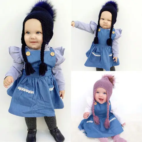 Джинсовое платье для маленьких девочек осень 2017 брендовые Детские платья одежда