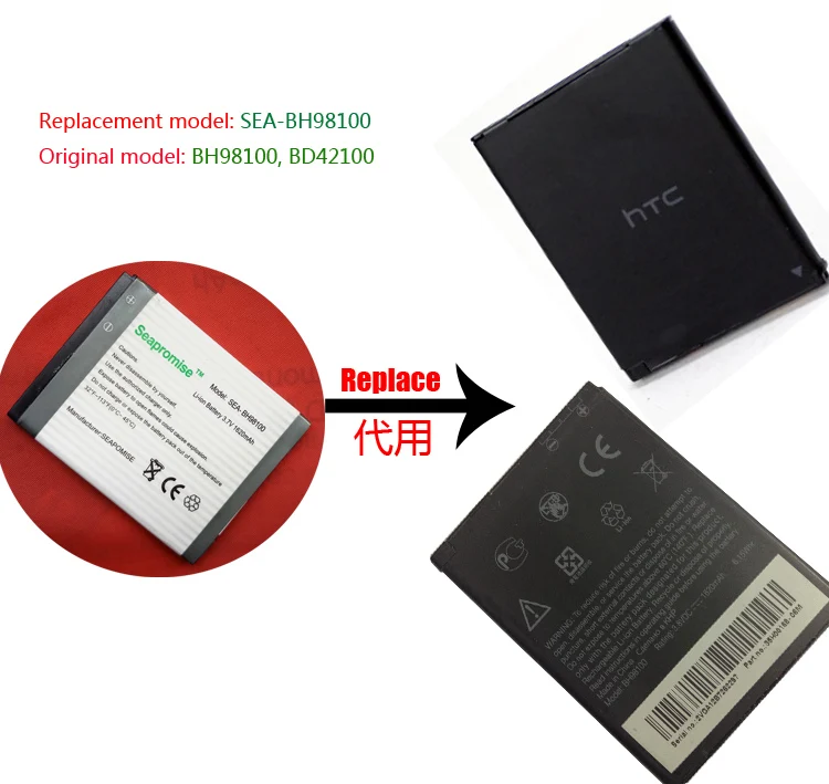 Оптовая продажа 10 шт. в партии батарея BH98100 (BD42100) для HTC Desire SV T326e T326H Droid Incredible HD ADR6425