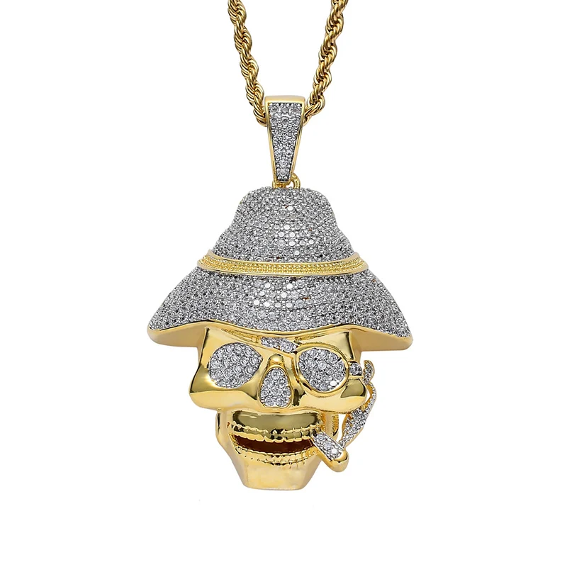 

В стиле «хип-хоп» с креплением микро-паве ААА кубического циркония Bling лед из ювелирных изделий для ожерелья с подвесками-черепом для Для му...