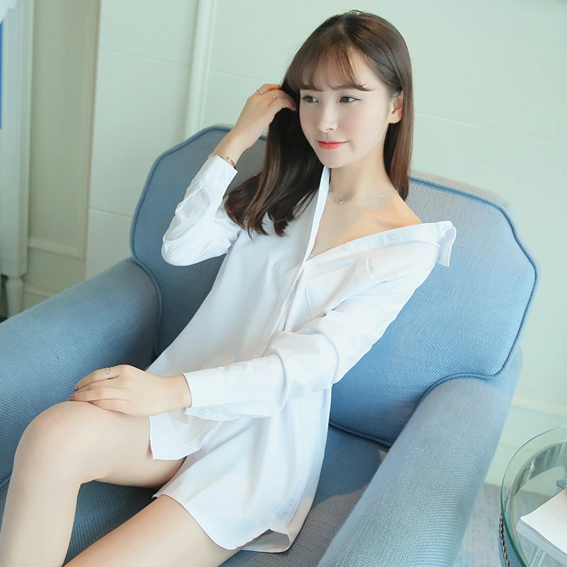 Женская блузка с длинным рукавом My NewIn белая однотонная v образным вырезом и