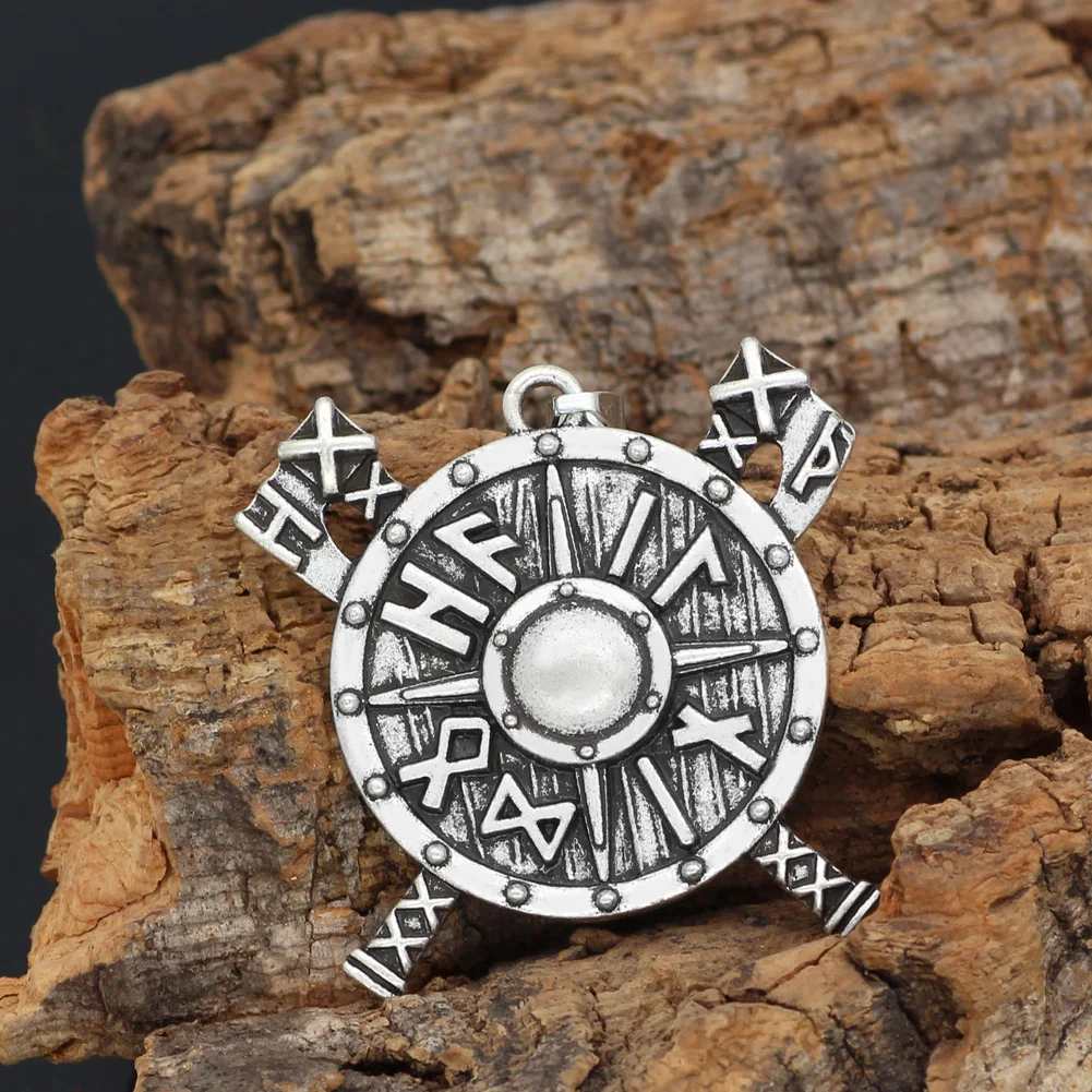 Норвежский викинг щит рунный топор талисман подвеска ожерелье с викингом