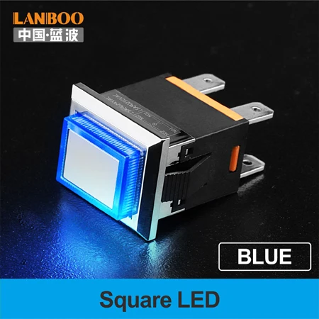 Blue LED Kcd1 светодиодный пластиковый металлический кнопочный 2NO 4 штырей квадратный переключатель 250v 15A красного и зеленого цвета - Цвет: Blue LED