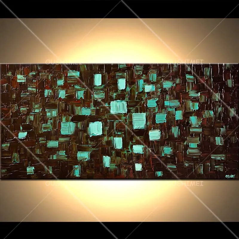 Фон черная синяя коробка коричневый абстрактный пейзаж живопись ручной работы