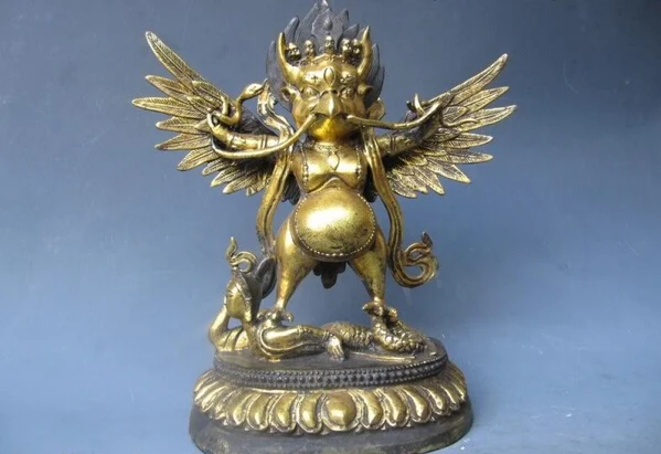 

song voge gem S1249 Tibet Folk classical Old Bronze Gild Buddhism Garuda Bird God Statue
