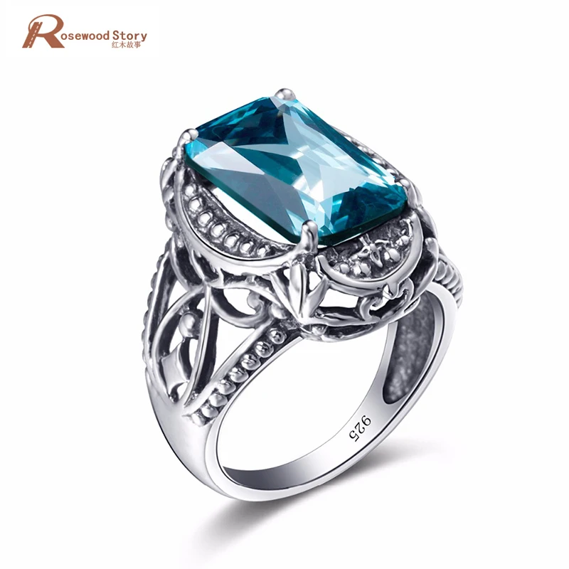 Женское Винтажное кольцо из серебра 925 пробы с аквамарином|ring for|rings for womenring ring |
