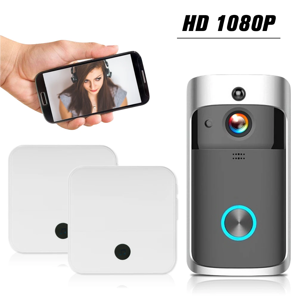 Беспроводной умный дверной звонок HD 1080P Wi Fi видеодомофон запись видео домофон