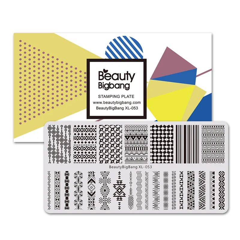 Прямоугольный трафарет BeautyBigBang для стемпинга ногтей геометрическое изображение