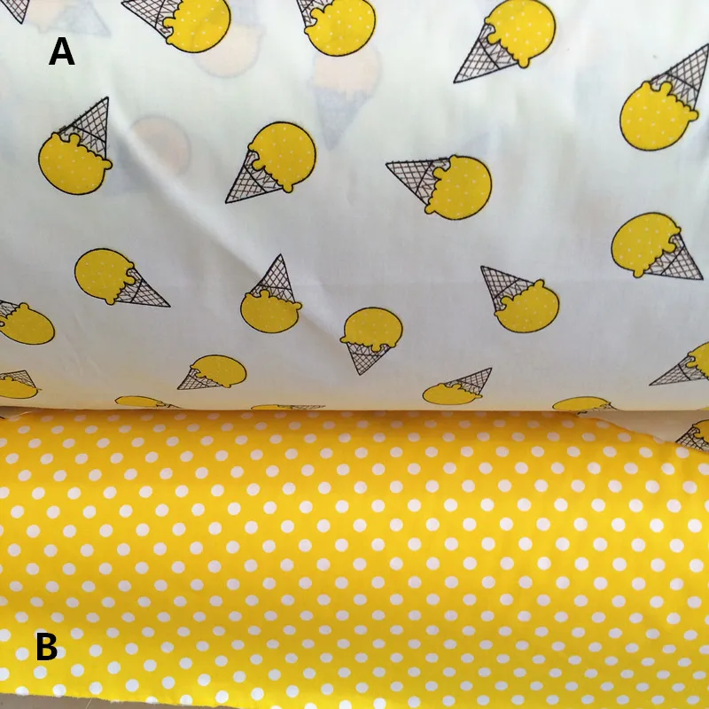 Ткань хлопчатобумажная для шитья с изображением мороженого детское постельное