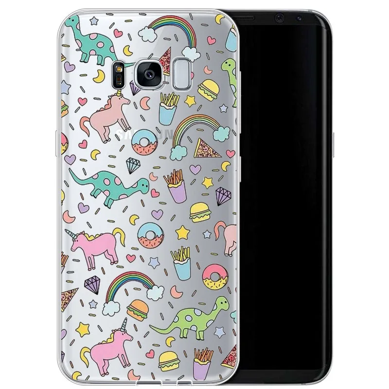 Увлекательный чехол для телефона Samsung2016 2017J3J5J7 A3 A5 A9 Симпатичные Радуга лошадь ТПУ