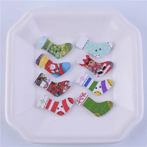 christmas stocking 50 шт. деревянные пуговицы с животными для скрапбукинга, поделки своими руками, Детские ручные Обучающие аксессуары для шитья одежды, украшения - Цвет: christmas stocking
