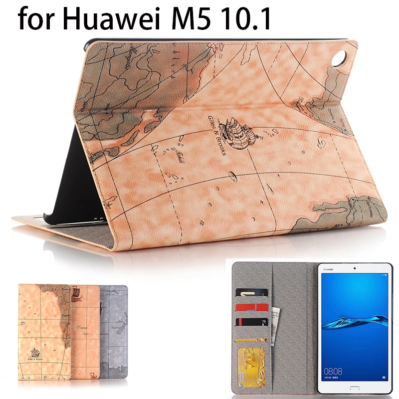 Чехол для Huawei Mediapad M5 lite 10 1 с картой мира чехол стола из искусственной кожи