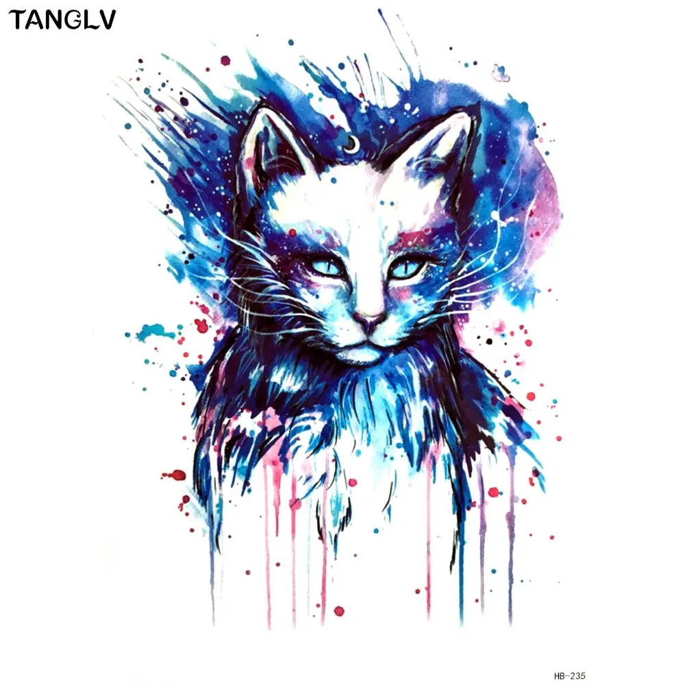 TANGLV бренд Красивый синий Кот Высокое качество наклейки боди-арт