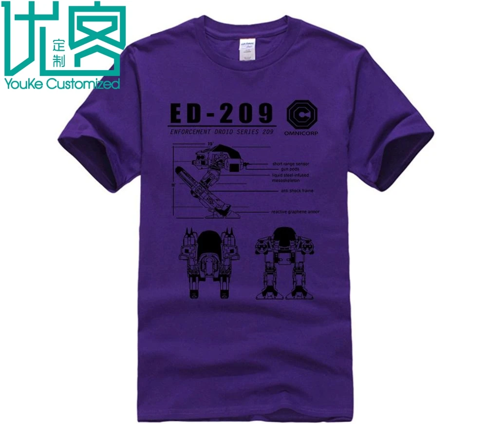 Мужская футболка с надписью ED-209 Blueprint Omnicorp летняя круглым вырезом и принтом в