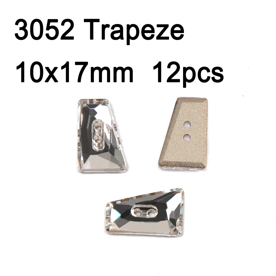 Trapeze 10x17mm 12pc Кристально чистые различные кнопки Стразы botones пришить кнопку DIY Стразы оснастки ремесло для ювелирных изделий одежды диван костюм - Цвет: Trapeze 10x17mm 12pc