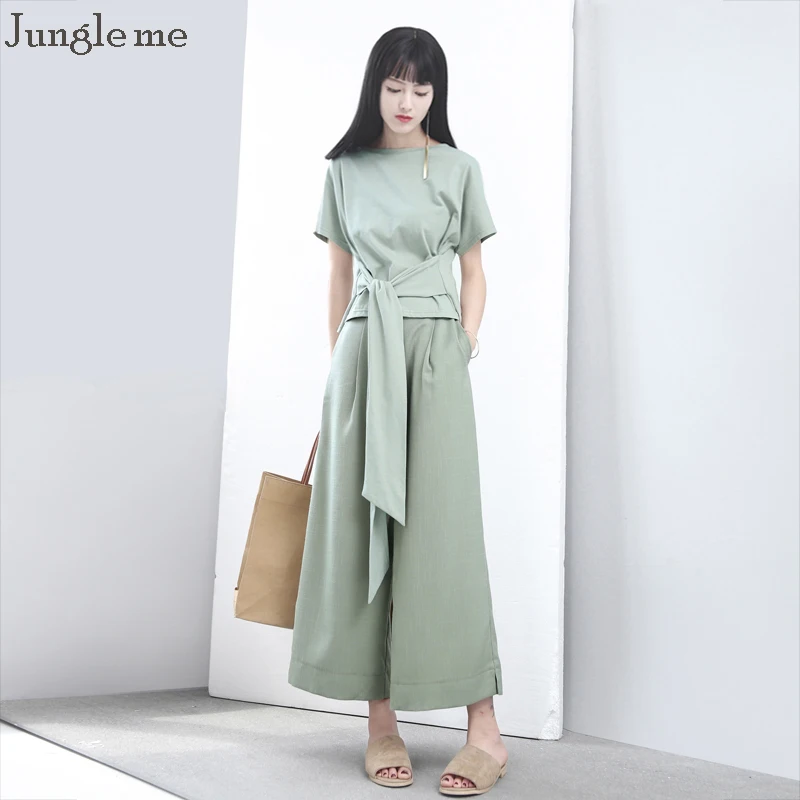 Джунгли меня лента футболка и широкие брюки девять женские тонкий Высокая Талия