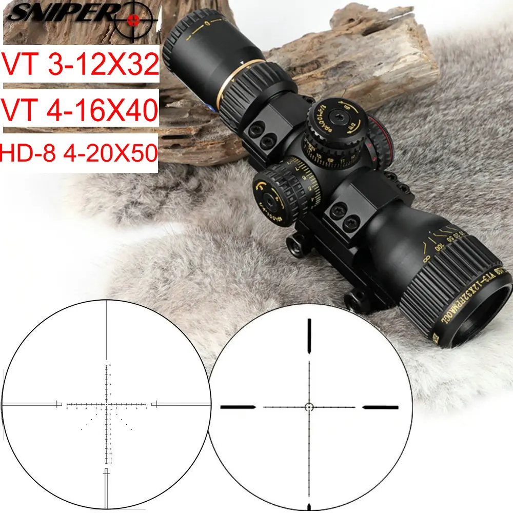 

SNIPER VT 3-12X32 First Focal Plane HD-8 4-20X50 / VT 4-16X40 FFP Rifle Scope Reticle Tactical Optical Sight Riflescopes