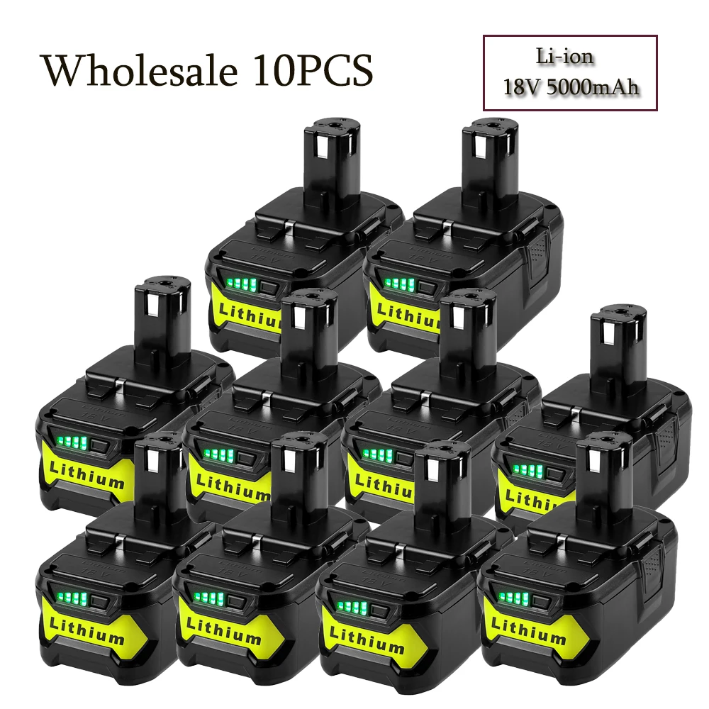 Wholesale10PCS 18V 5000 мА/ч литий ионный аккумулятор Батарея для Ryobi Горячие P108 RB18L40