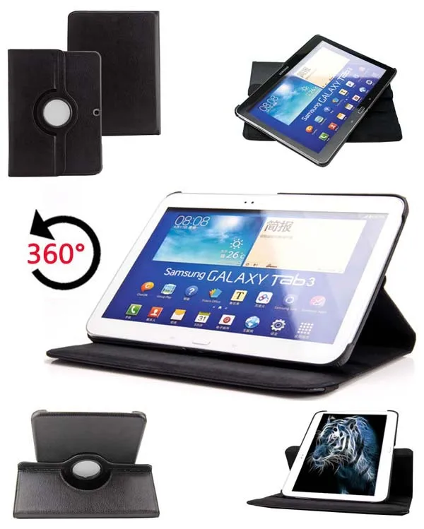 Вращающаяся на 360 градусов подставка из искусственной кожи для Samsung Galaxy Tab3 Tab 3 10 1