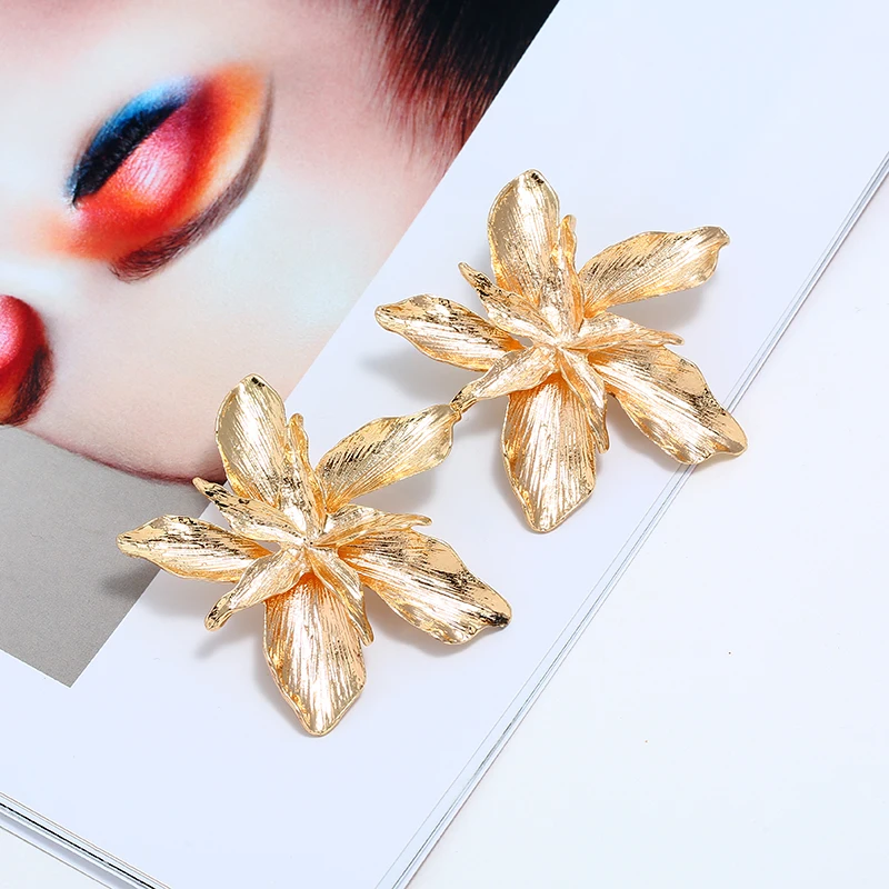 ZXZ винтажные золотые металлические серьги-гвоздики в форме цветка