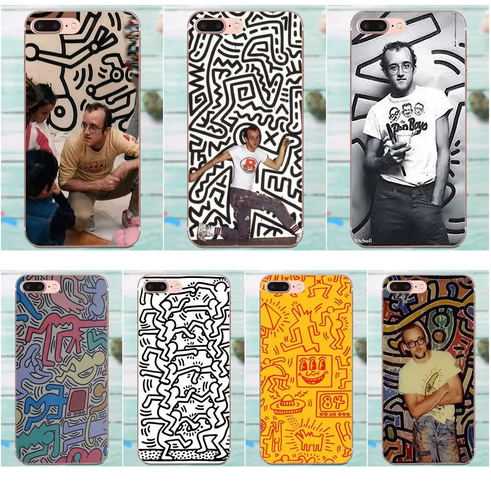 Мягкий чехол для Apple iPhone X XS Max XR 4 4S 5 5C 5S SE 6 6S 7 8 Plus Funny Keith Haring Works | Мобильные телефоны