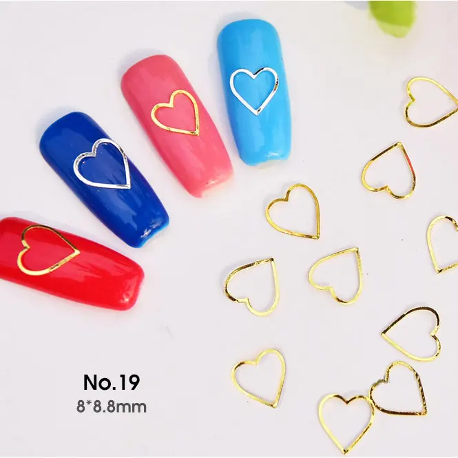 100 шт. новейшие заклепки/шпильки для дизайна ногтей Золотой и Серебряный 3D сплав