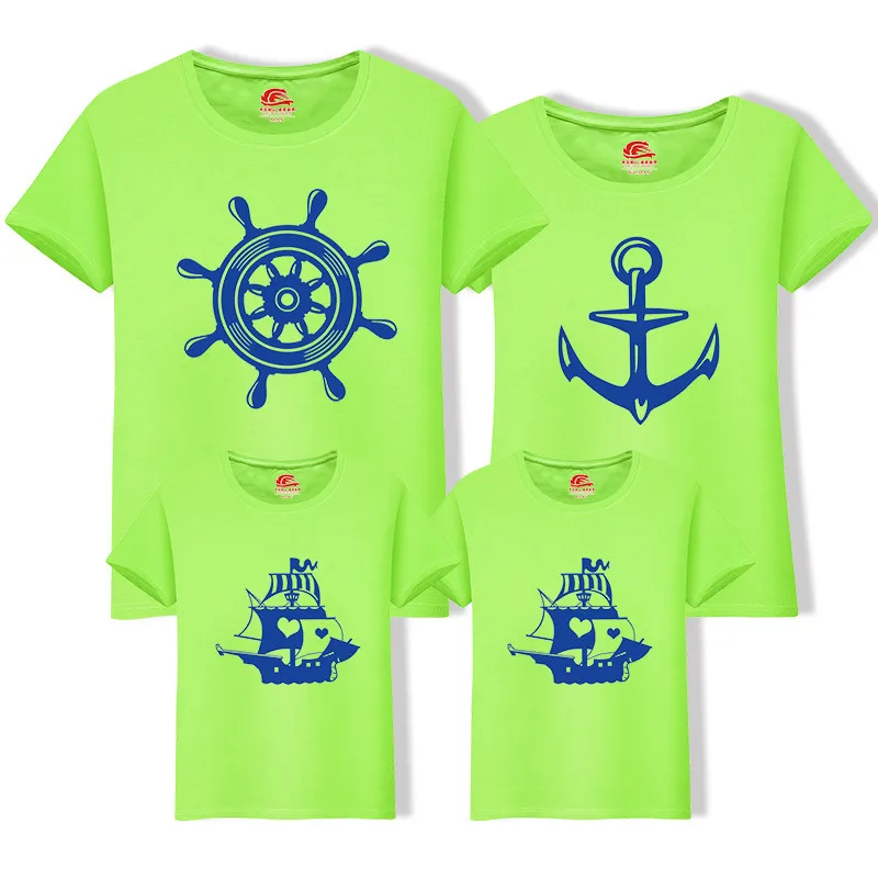 Для папы Мамы Одинаковая одежда для семьи мамы сына и якорем одинаковые футболки