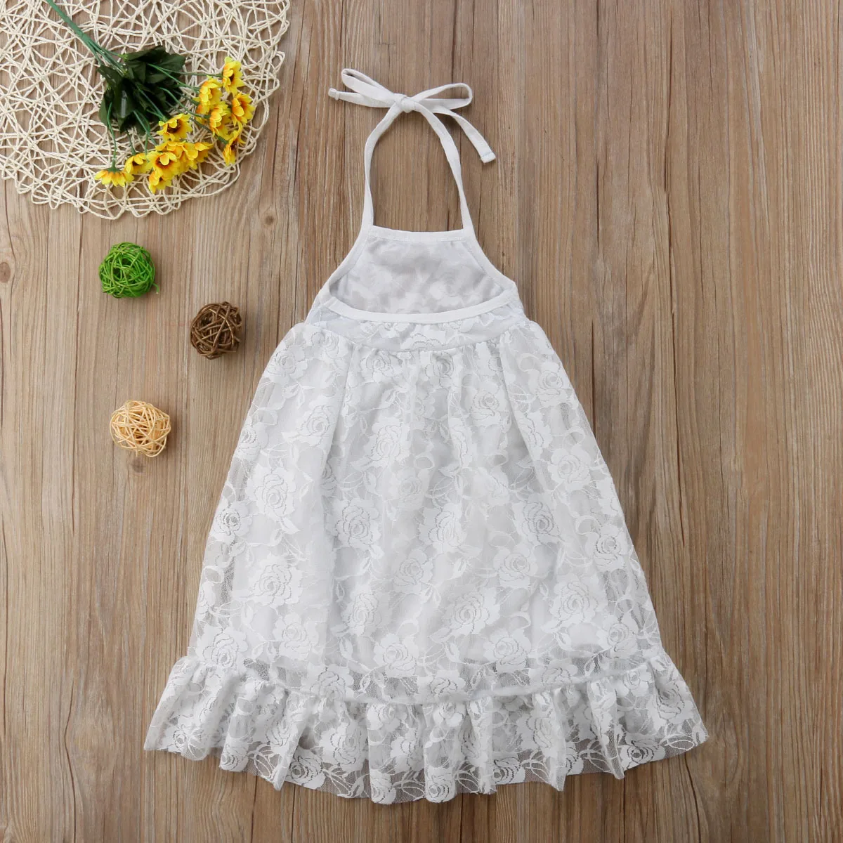 2018 Brand New Summer Toddler Infant Kid Baby Girl Pageant Princess Backless Solid Lace Strap Dress Maxi Sundress 1-7T | Детская одежда