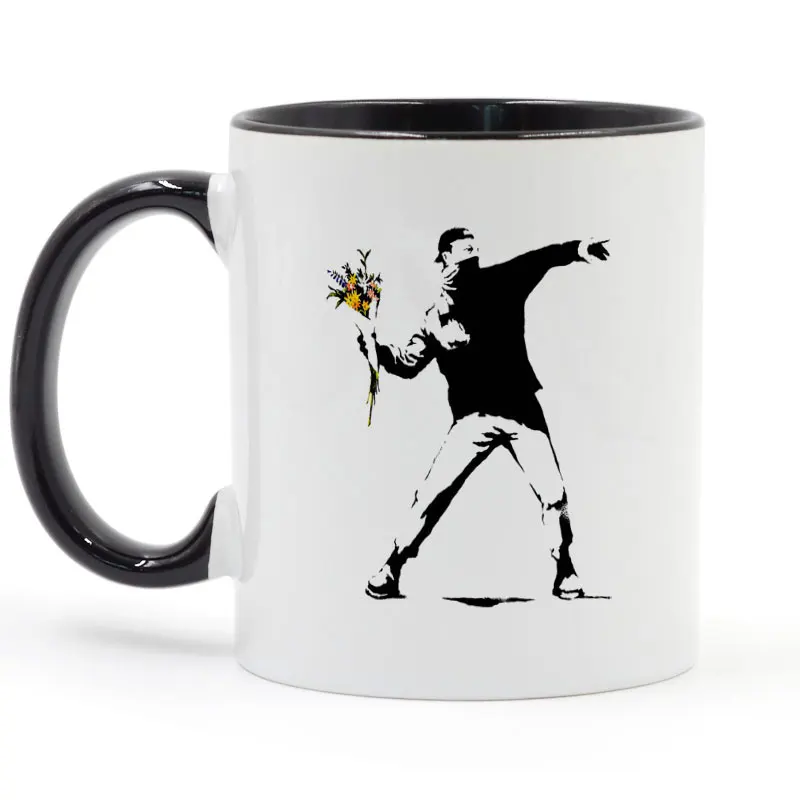 Кружка для кофе с цветочным горлышком Banksy креативные подарки 11 унций GA1579 | Дом и