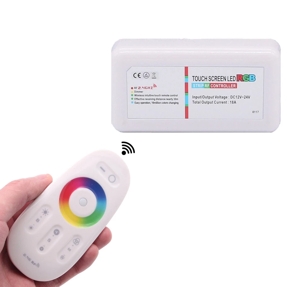 DC12 24V 3 канала 18A RGB светодиодный контроллер 2 4G RF сенсорный экран пульт