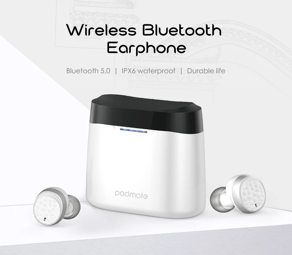 Оригинальные наушники Padmate T5 TWS Bluetooth, беспроводные наушники, водонепроницаемые наушники IPX6 с микрофоном, микрофоном, сенсорным управлением
