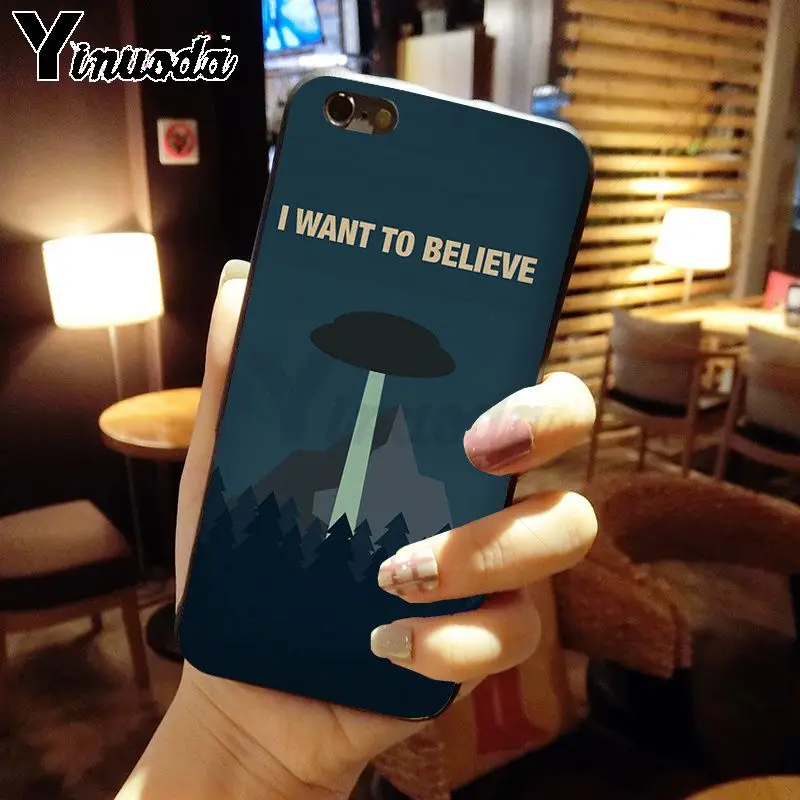 Yinuoda X file Alien UFO ретро плакат крафт бумага черный мягкий чехол для телефона iPhone 5S 6 7
