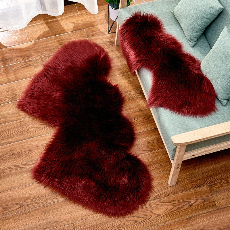 

New love imitation wool carpet simple European mat carpet sofa cushion mat flurry fur rugs bedroom pink rug heart tapetes gift